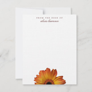 Cartão De Notas Flor de gerbera de Sunny Orange da mesa de anotaçõ