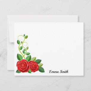 Cartão De Notas Flor de Rosa vermelha Elegante