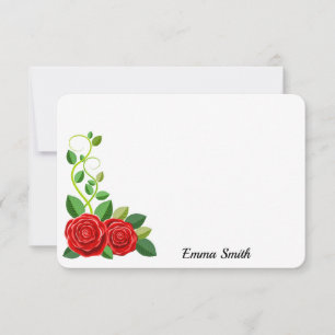 Cartão De Notas Flor de Rosa vermelha Elegante