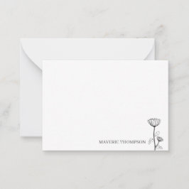 Cartão De Notas Flor Desenhado Simples À Mão