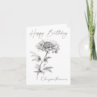 Cartão De Notas Flor do Mês de Nascimento Chrysanthemum personaliz