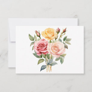 Cartão De Notas Flor Floral Simples de Aquarela Elegante
