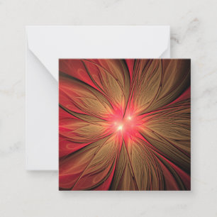 Cartão De Notas Flor fractal de fanfarrão vermelho
