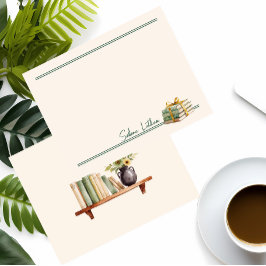 Cartão De Notas Flor Multipropósito de Livros Empilhados com na mo