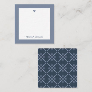 Cartão De Notas Flor Personalizada Azul Empoeirado Retro