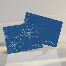 Cartão De Notas Flor Personalizada Azul Rústica Desenhada à Mão
