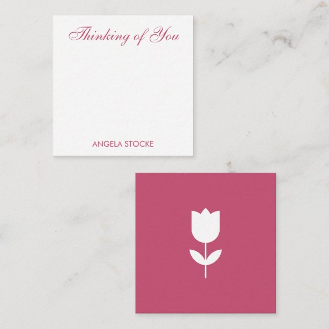 Cartão De Notas Flor Personalizada Rosa Branco (Frente/Verso)