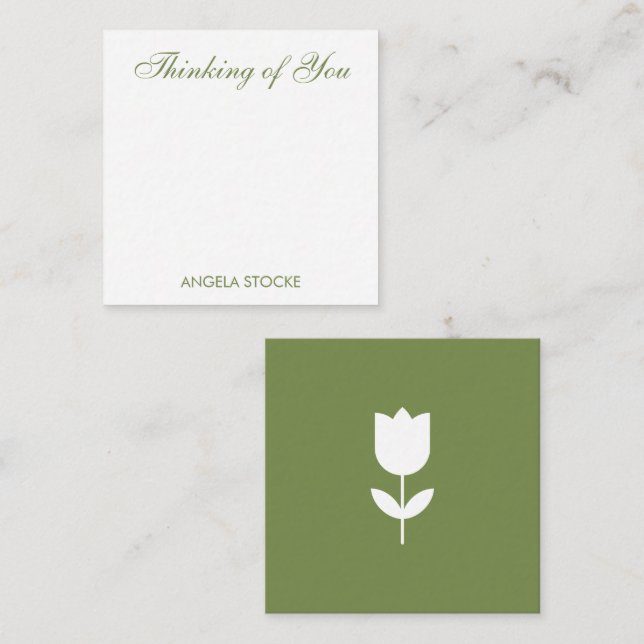Cartão De Notas Flor Personalizada Verde Branco (Frente/Verso)