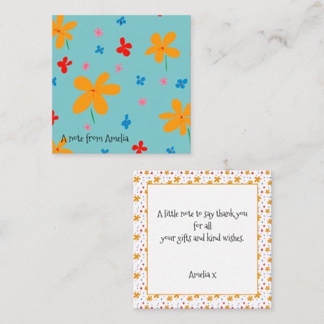 Cartão De Notas Flor Personalizado em Cubo (Frente/Verso)