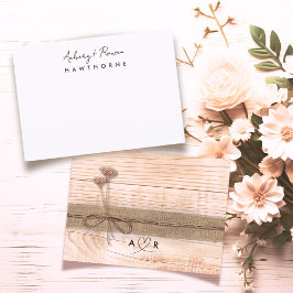 Cartão De Notas Flor Selvagem de Madeira Rústica de Casal Moderno 