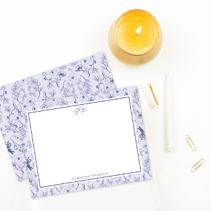 Cartão De Notas Florais azuis azuis-quic