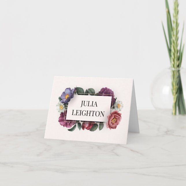 Cartão De Notas Florais escuros (Frente)