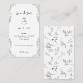 Cartão De Notas Floral Black & White Botanical Line Save The Date