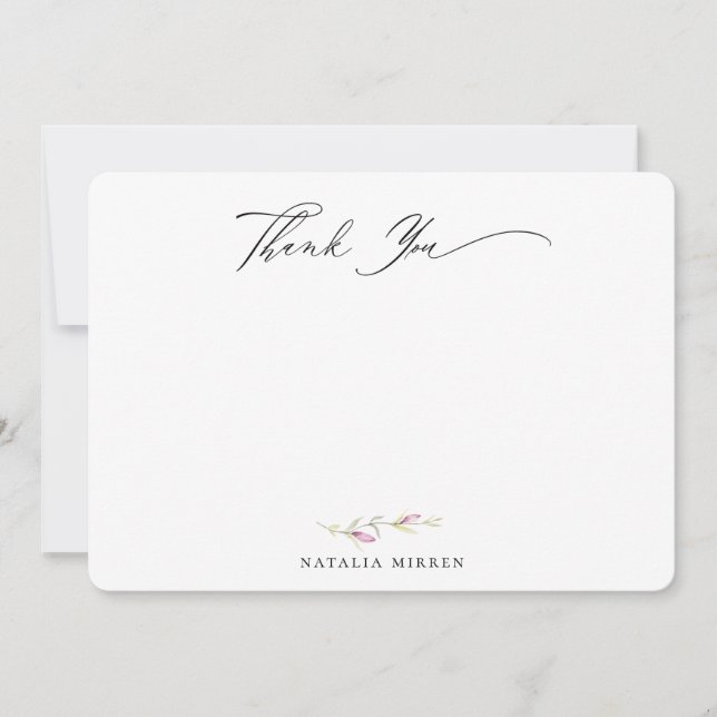 Cartão De Notas Floral Botânico de Flor Selvagem Elegante Obrigado (Frente)