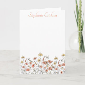 Cartão De Notas Floral Botânico de Flores Silvestres de Apreciação
