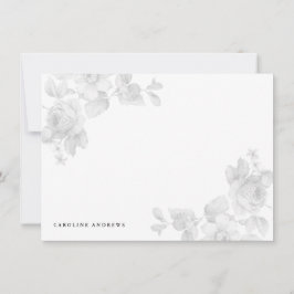 Cartão De Notas Floral Cinza Vintage