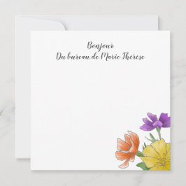 Cartão De Notas Floral de Aquarela Brilhante Personalizada