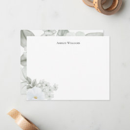 Cartão De Notas Floral de Aquarela Elegante Personalizado