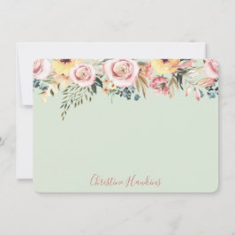 Cartão De Notas Floral de Aquarelas Verdes Personalizadas do Sage 