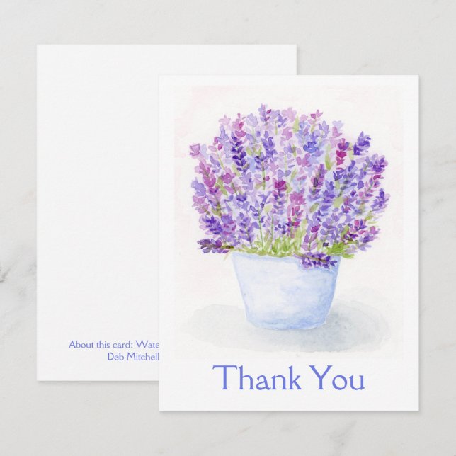 Cartão De Notas Floral de Lavanda de aquarela com pintura manual (Frente/Verso)