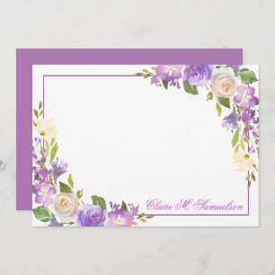 Cartão De Notas Floral de Lavanda Roxo Personalizado