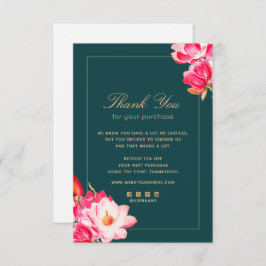 Cartão De Notas Floral de Watercolor Obrigado pela sua compra