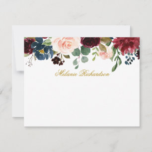 Cartão De Notas Floral Dourado,  Personalizado, Brilhante e Brilha