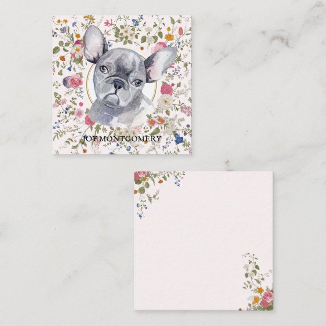 Cartão De Notas Floral French Buldogue Dog Mãe Notecard (Frente/Verso)