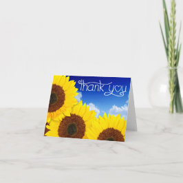 Cartão de Notas Floral Girassol Amarelo Obrigado A