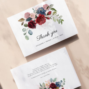Cartão De Notas Floral Greenery Burgundy Casamento Obrigado
