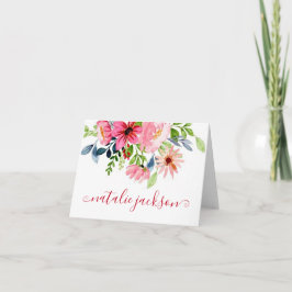 Cartão De Notas Floral personalizado rosa