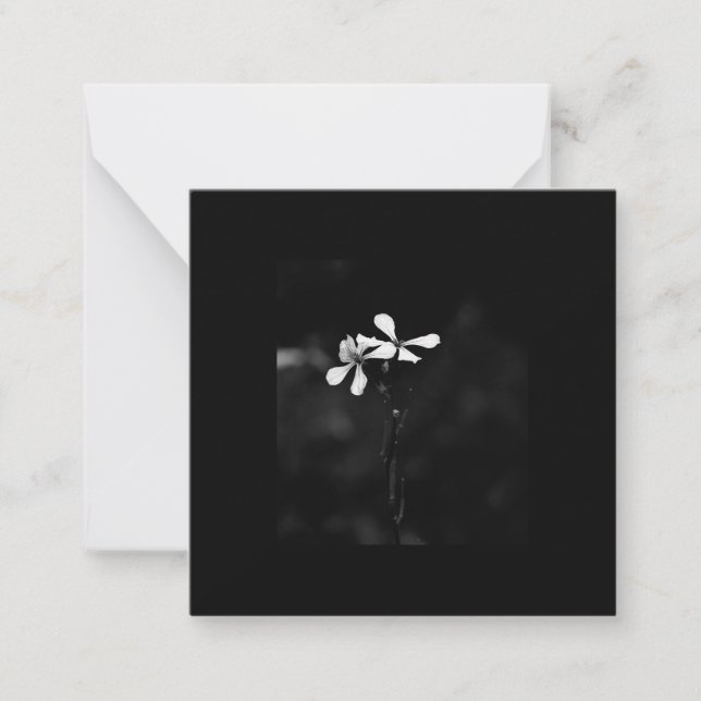 Cartão De Notas floral preto e branco mínimo (Frente)
