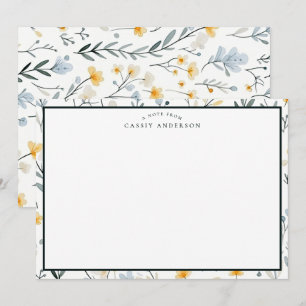 Cartão De Notas Floral Selvagens de Jardim Personalizado Elegante