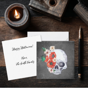 Cartão De Notas Floral Skull Halloween