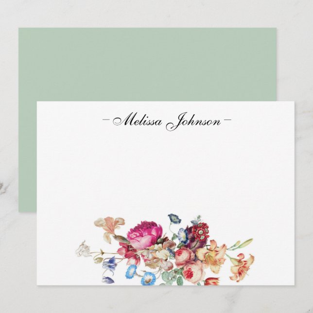 Cartão De Notas Floral Soft Burgundy Personalizado (Frente/Verso)