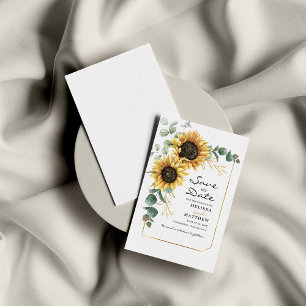 Cartão De Notas Floral Sunflower Eucalyptus Salvar Data