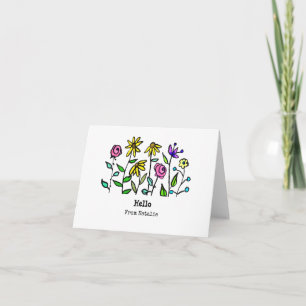 Cartão De Notas Flores Amarelas Roxas Personalizadas Retro Boho