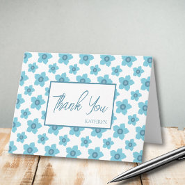 Cartão De Notas Flores Azuis Personalizadas Obrigado