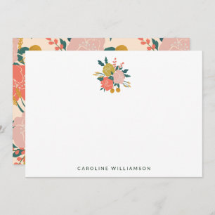 Cartão De Notas Flores Botânicas Amarelas Boho Blush Personalizada