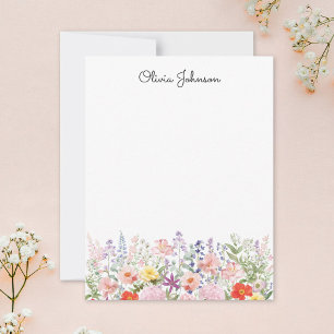 Cartão De Notas Flores Coloridas Bonitas Jardim Floral Personaliza