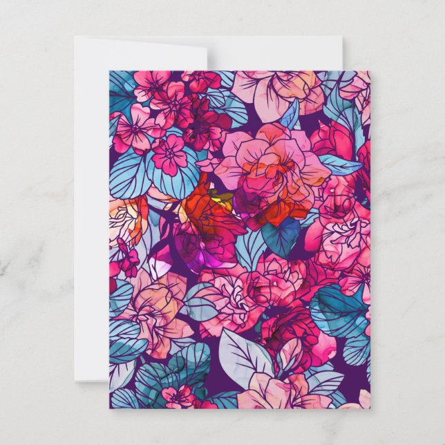 Cartão De Notas Flores de Aquarela 16 (Frente)