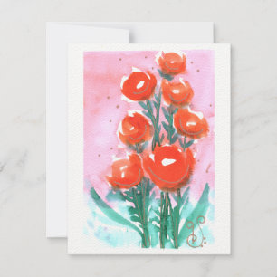 Cartão De Notas Flores de Aquarela-1 (4,25"x5,5") Placa de Nota Pl