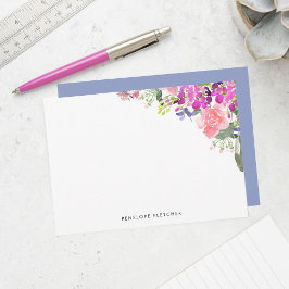 Cartão De Notas Flores de Aquarela Elegantes