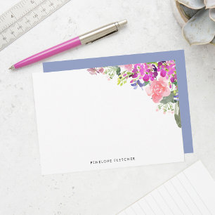 Cartão De Notas Flores de Aquarela Elegantes