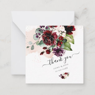 Cartão De Notas Flores de Aquarela PixDezines Blush e Borgonha