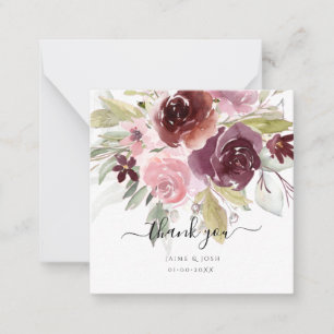 Cartão De Notas Flores de Aquarela Rubor Russo Borgonha