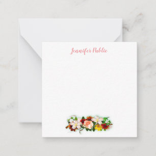 Cartão De Notas Flores de Cores de Aquarela Elegantes de Texto de 