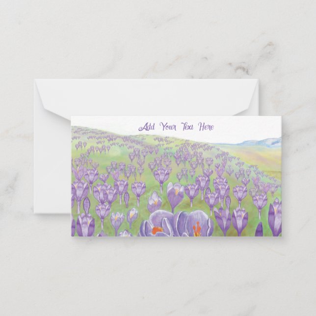 Cartão De Notas Flores de Croco Roxo em Primavera Hill Personalizá (Frente)