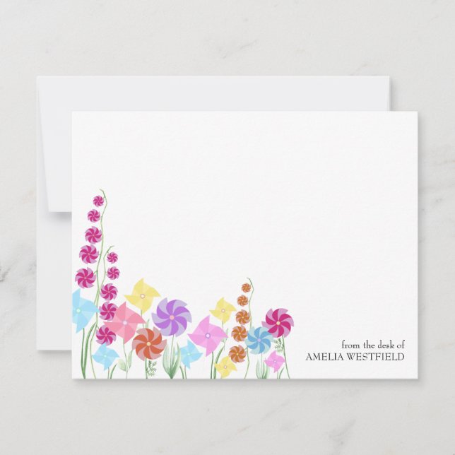 Cartão De Notas Flores de Flores Selvagens Bonito Estilizadas (Frente)