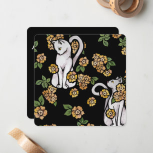 Cartão De Notas Flores de Gatos Brancos